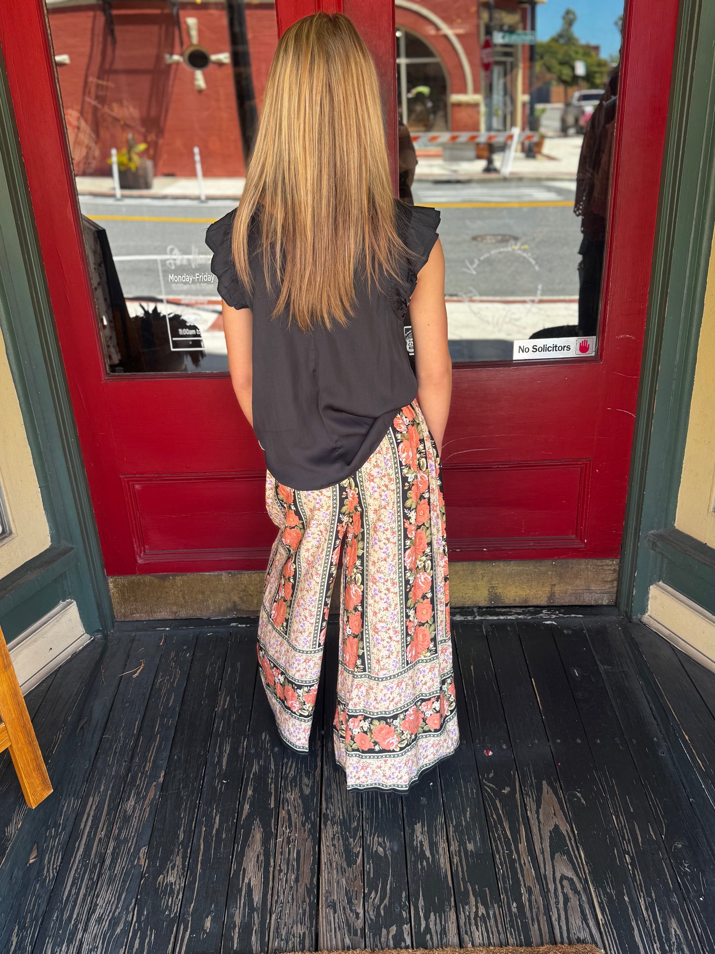 Midnight Garden – Black Cropped Wide Leg Pants