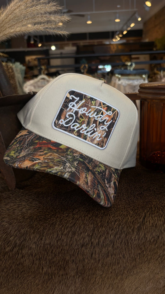 Howdy Darlin-White & Camo Trucker Hat