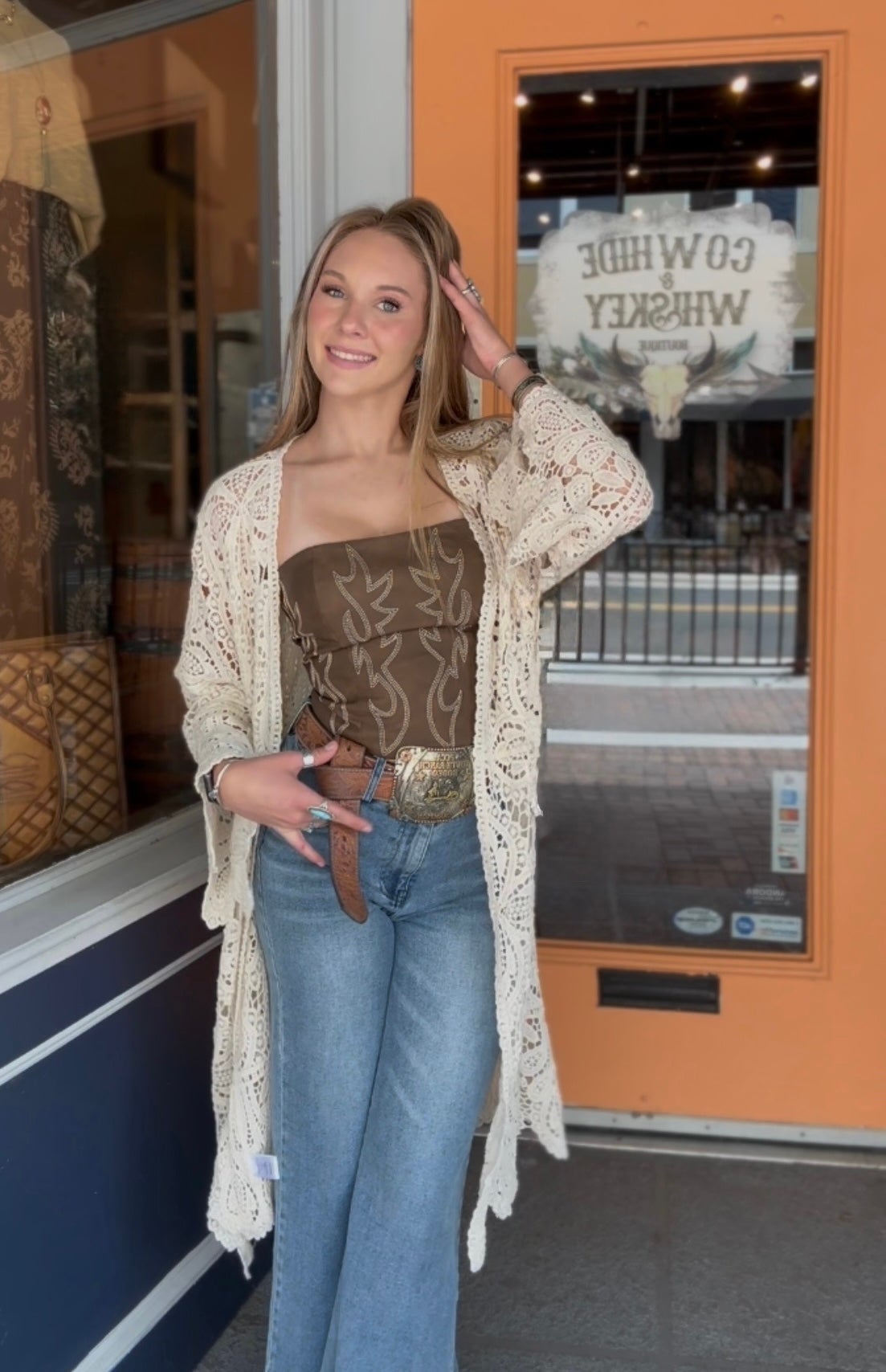 Earthbound Drift - Ivory Crochet Kimono