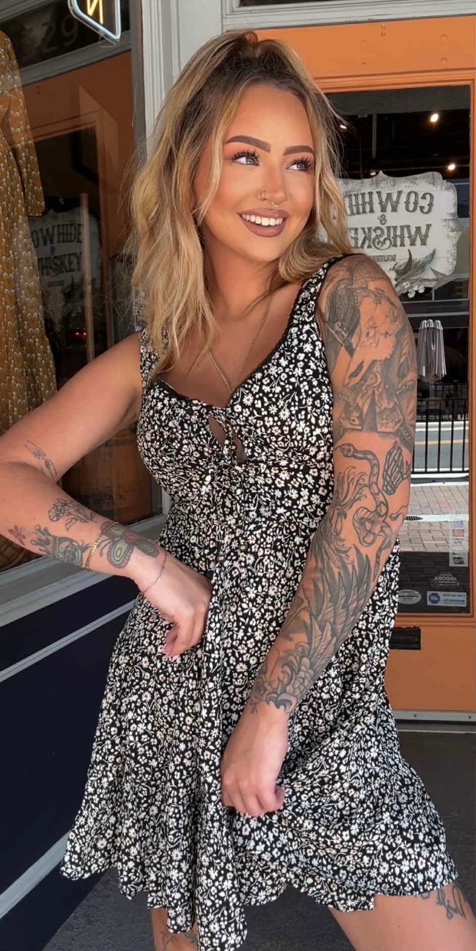 Wildflower Saddle - Black Mini Dress