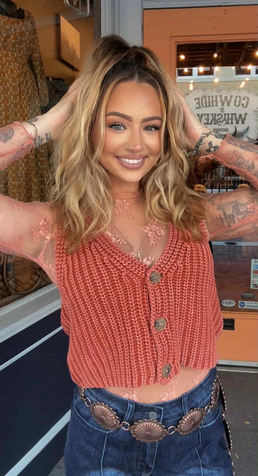 Spiced Brandy - Rust Knit Vest