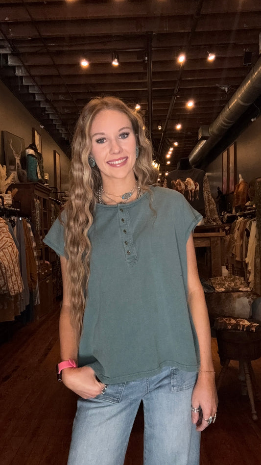 Salt & Shadow – Dark Teal Muscle Tee