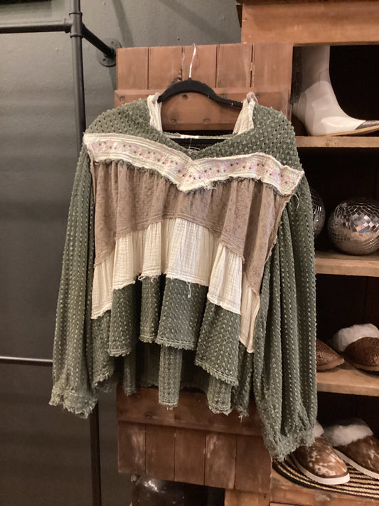 Olive Grove- Textured Hooded Long Sleeve