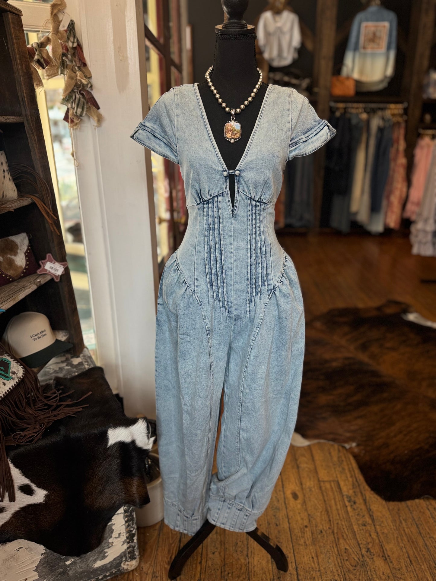Whiskey Creek – Denim Barrel Jumpsuit
