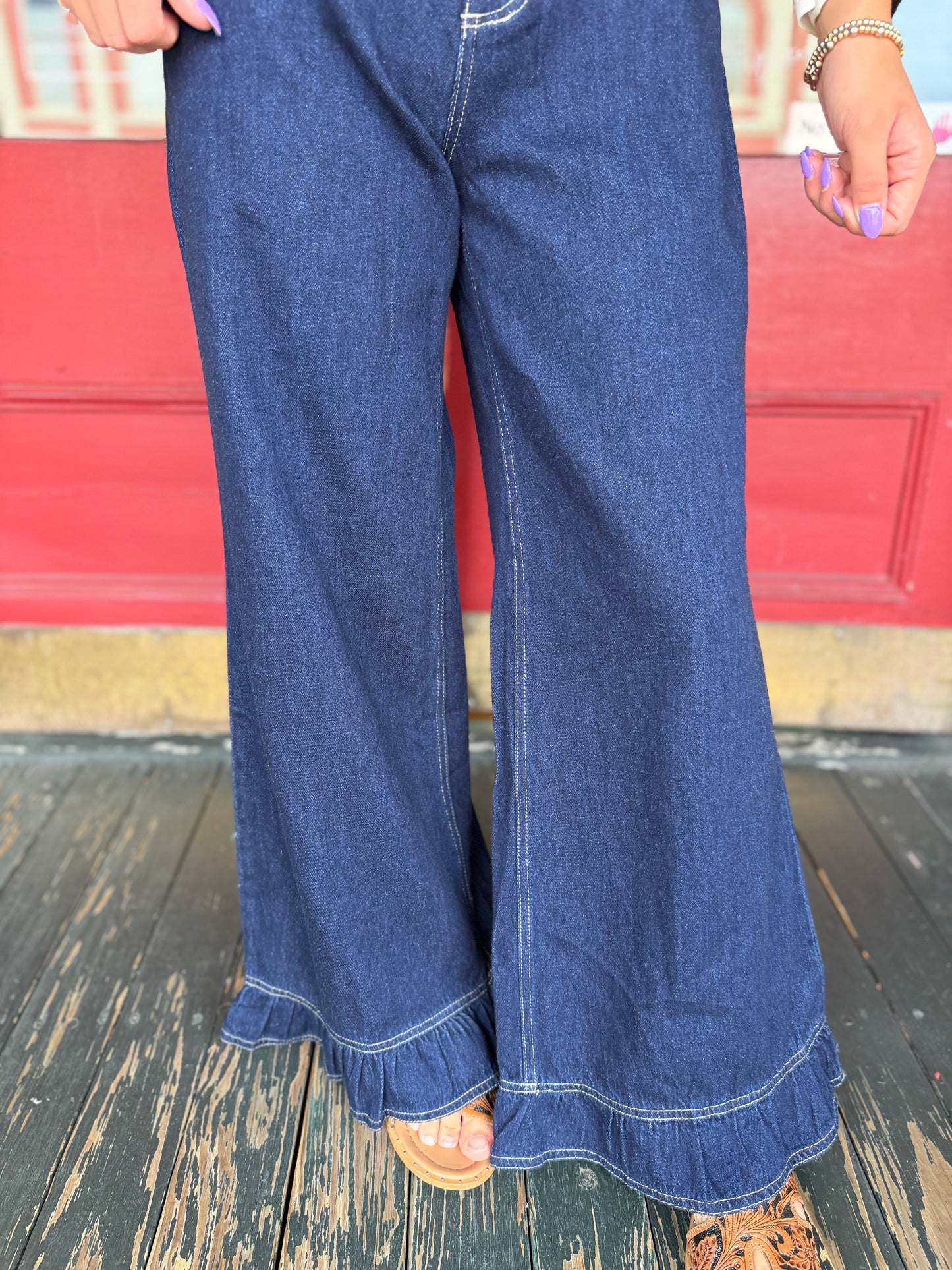Ranch Ruffle – Wide Leg Denim Jeans