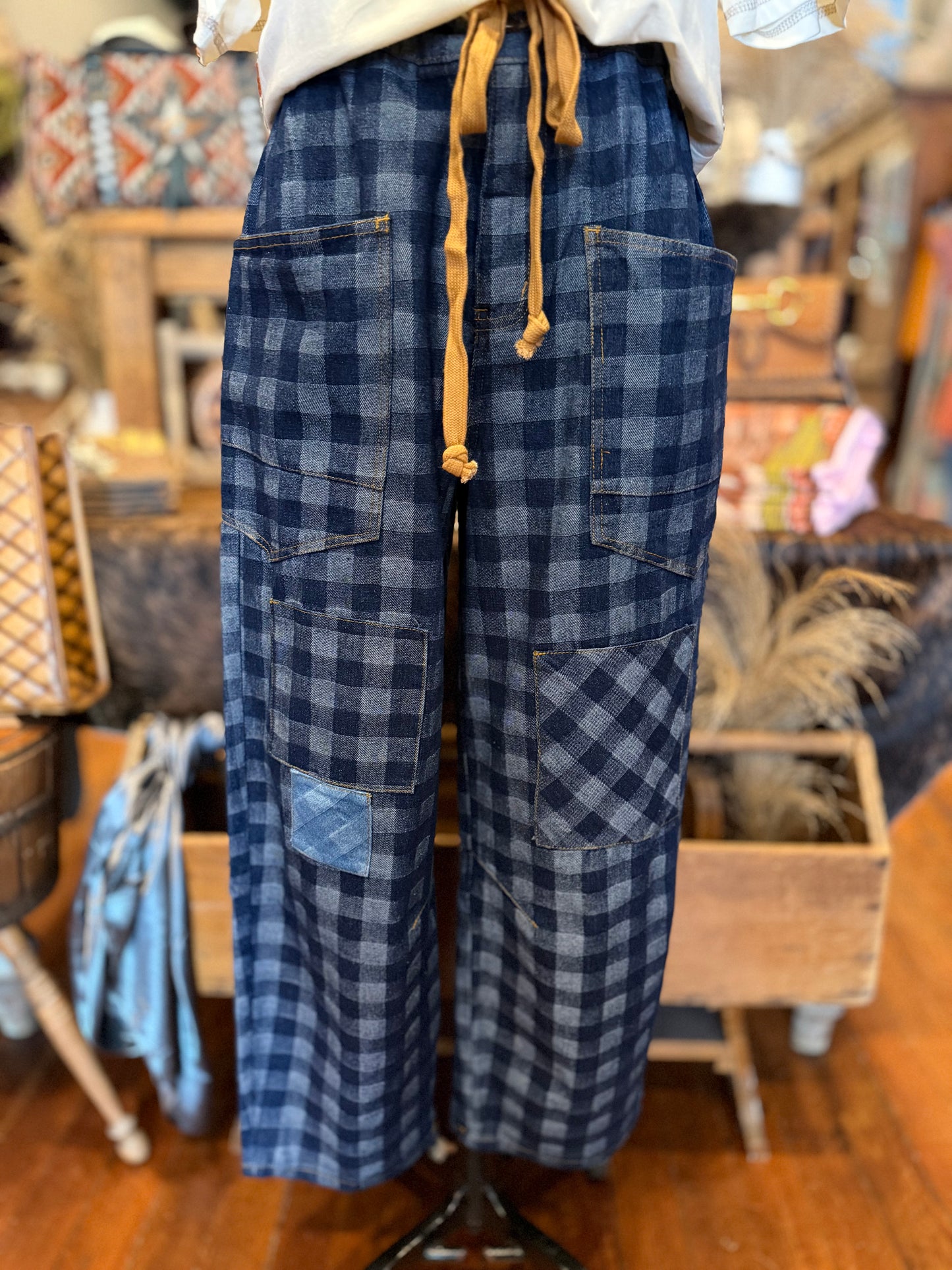 Checkered Patchwork – Denim Pants