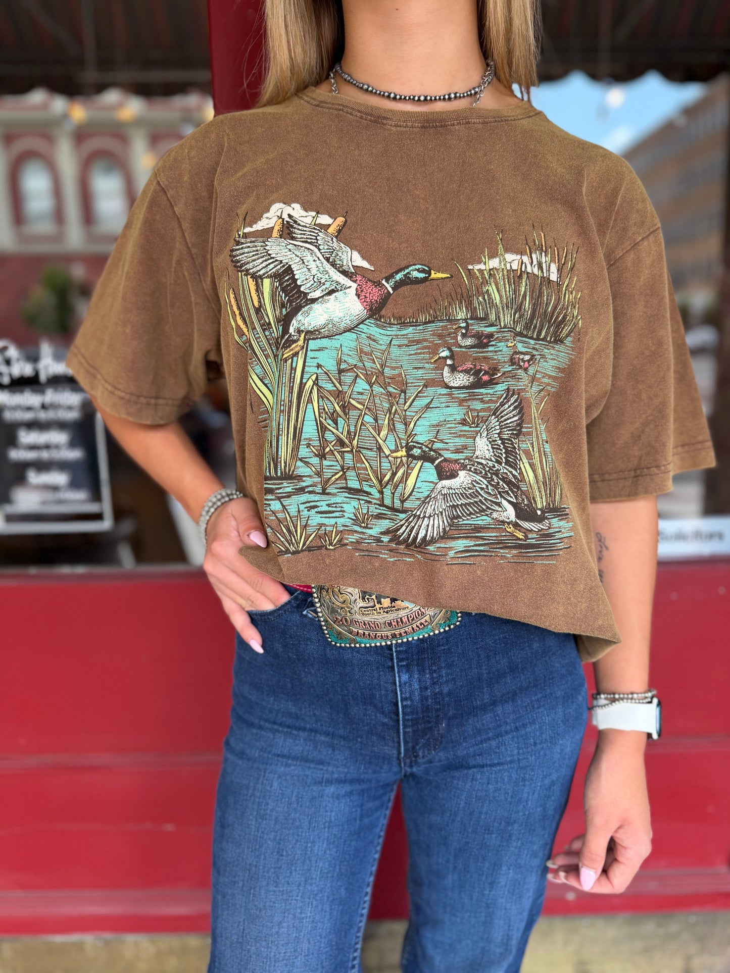 Marshland Muse – Brown Acid Wash Graphic Tee