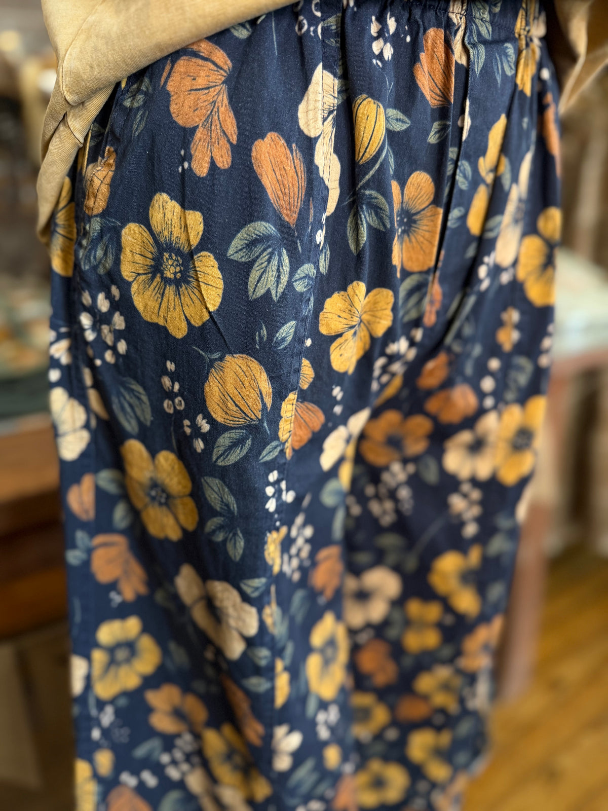 Autumn Bouquet – Navy Floral Pants