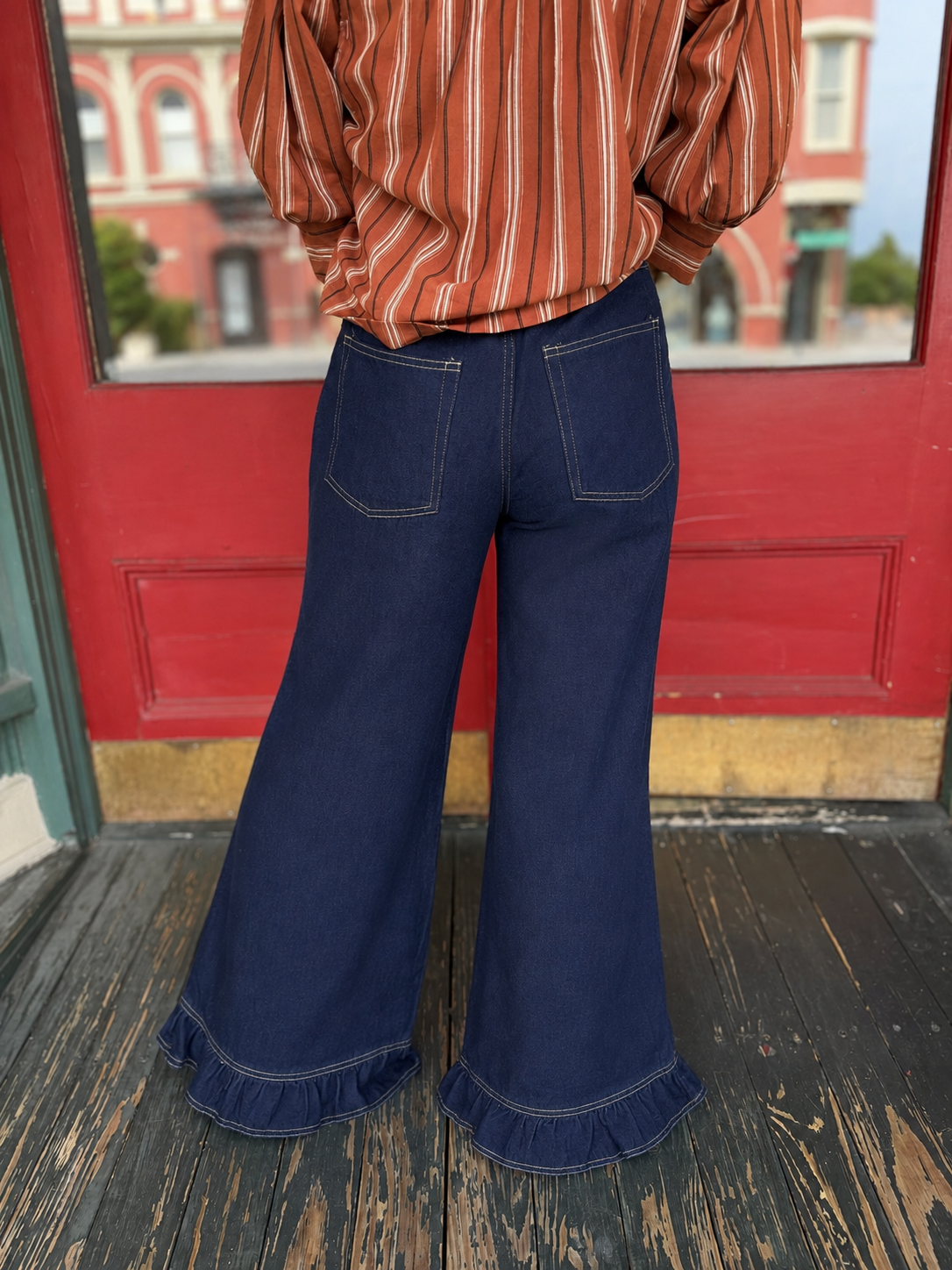 Ranch Ruffle – Wide Leg Denim Jeans