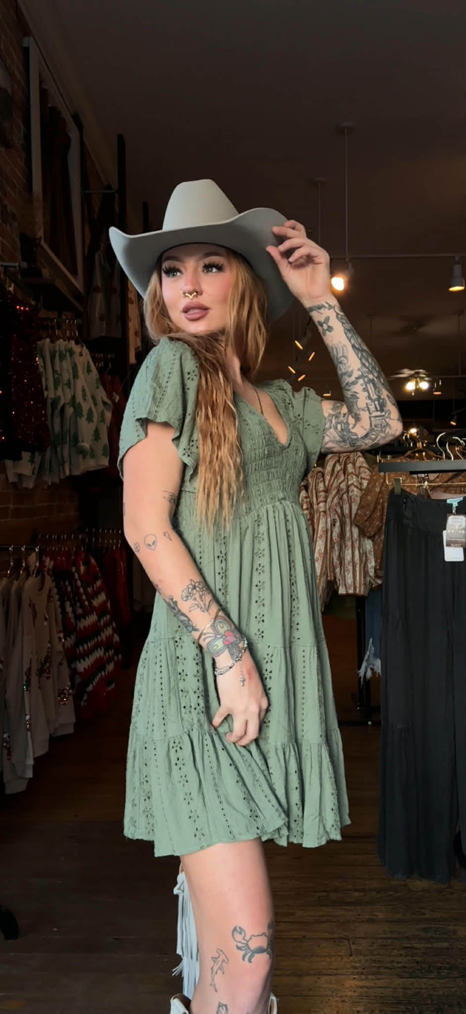 Sagebrush Sweetheart - Olive Mini Dress