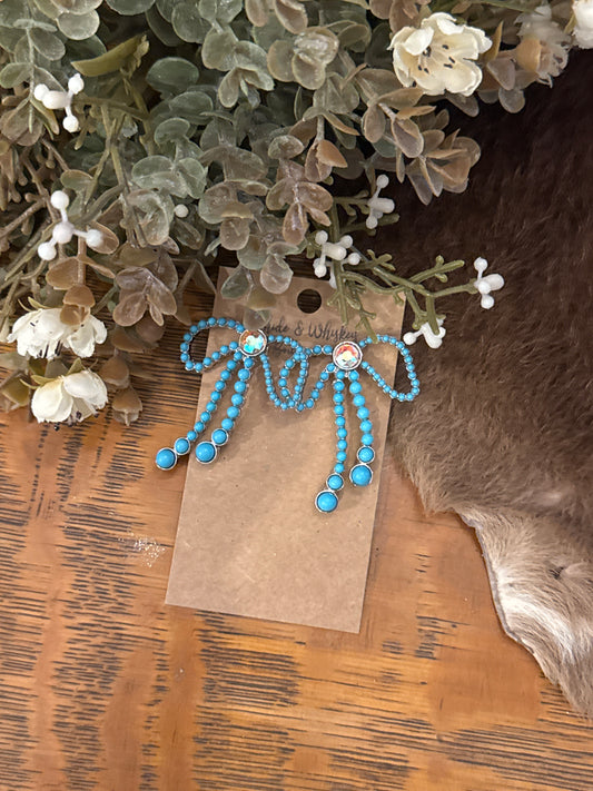 Teal Tangle - Bow Earrings