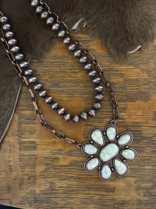Mega Copper - Concho Pearl Necklace Set