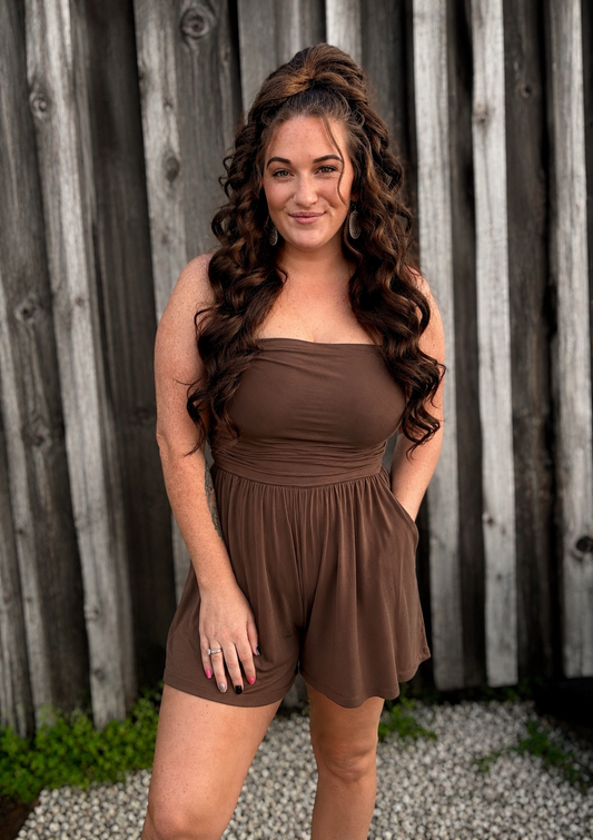 Summer Love - Brown Tube Top Romper
