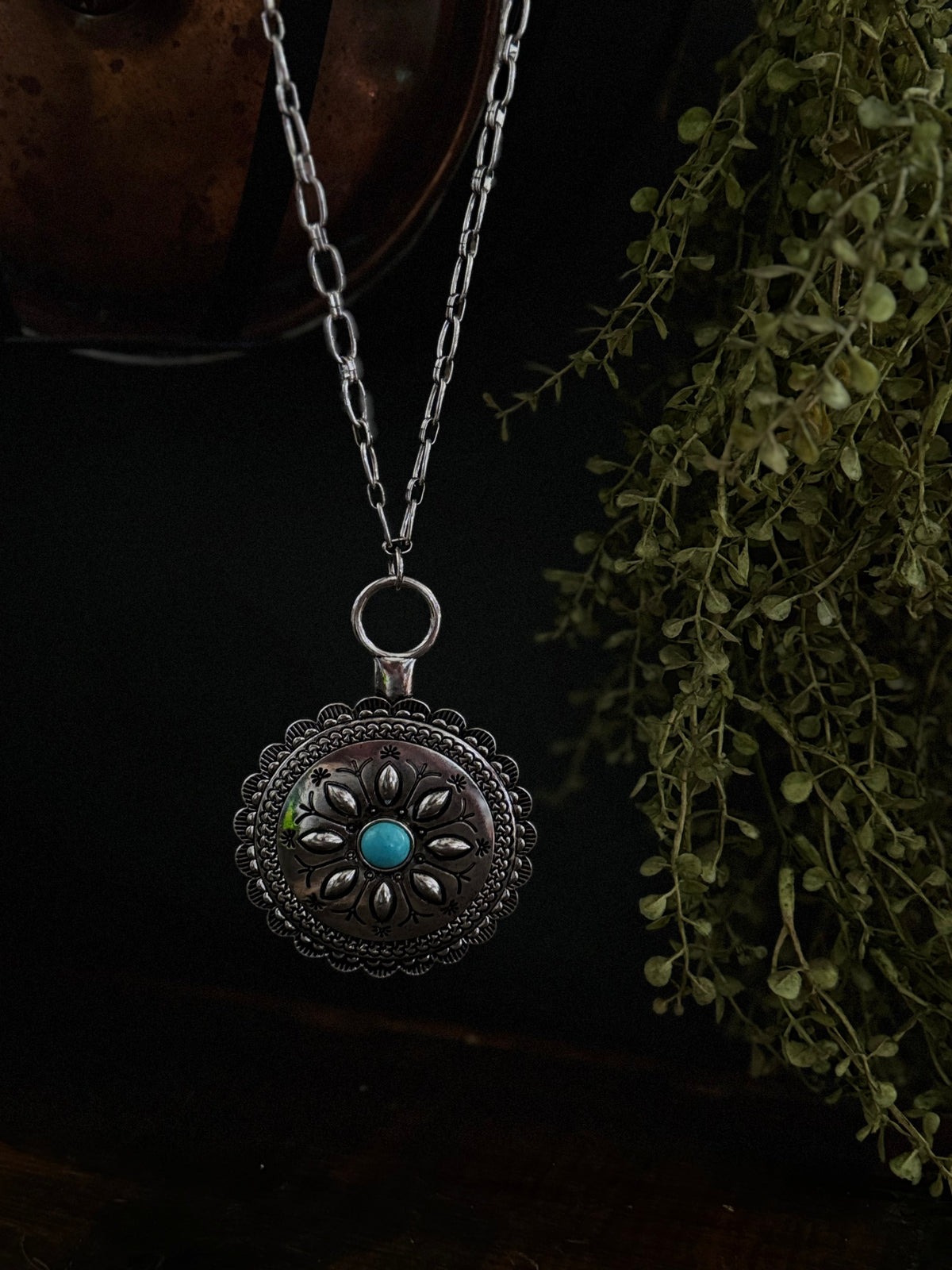 Western Medallion - Silver Necklace