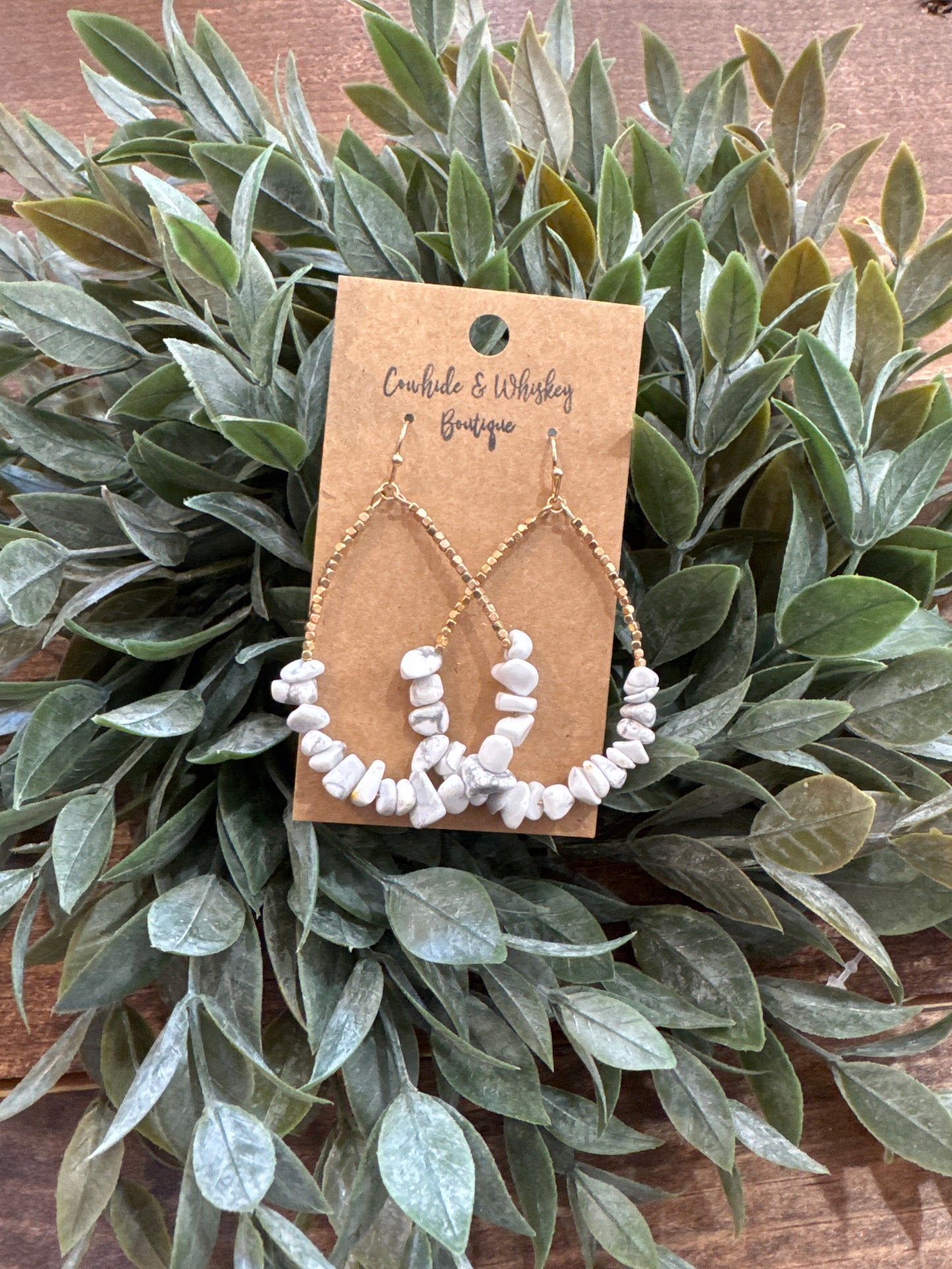 Raw Howlite Stone - Earrings