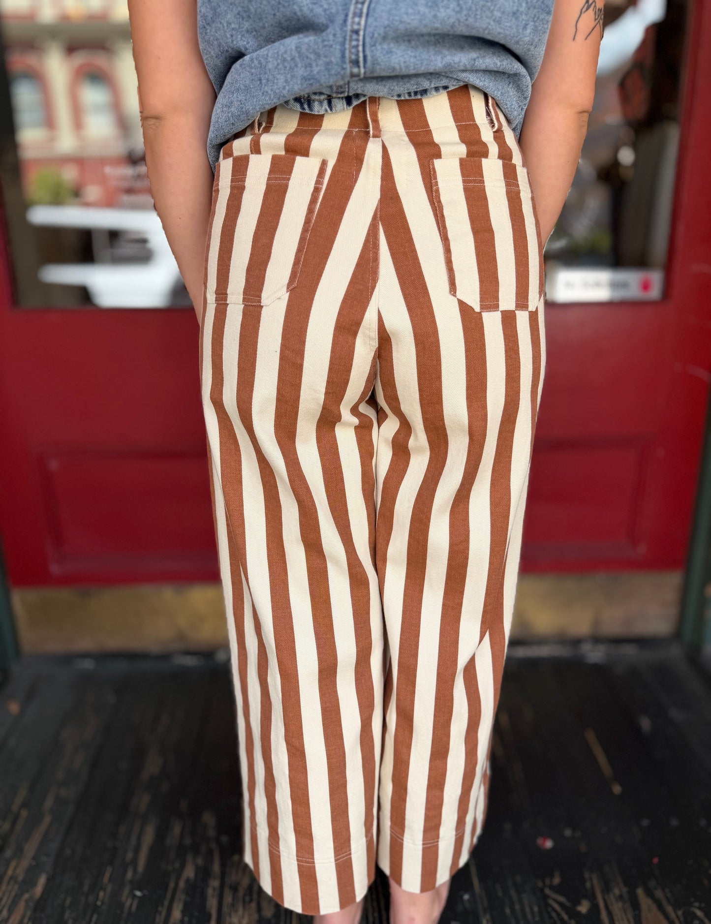 Copper Hollow – Brick Wide Leg Stripe Pants