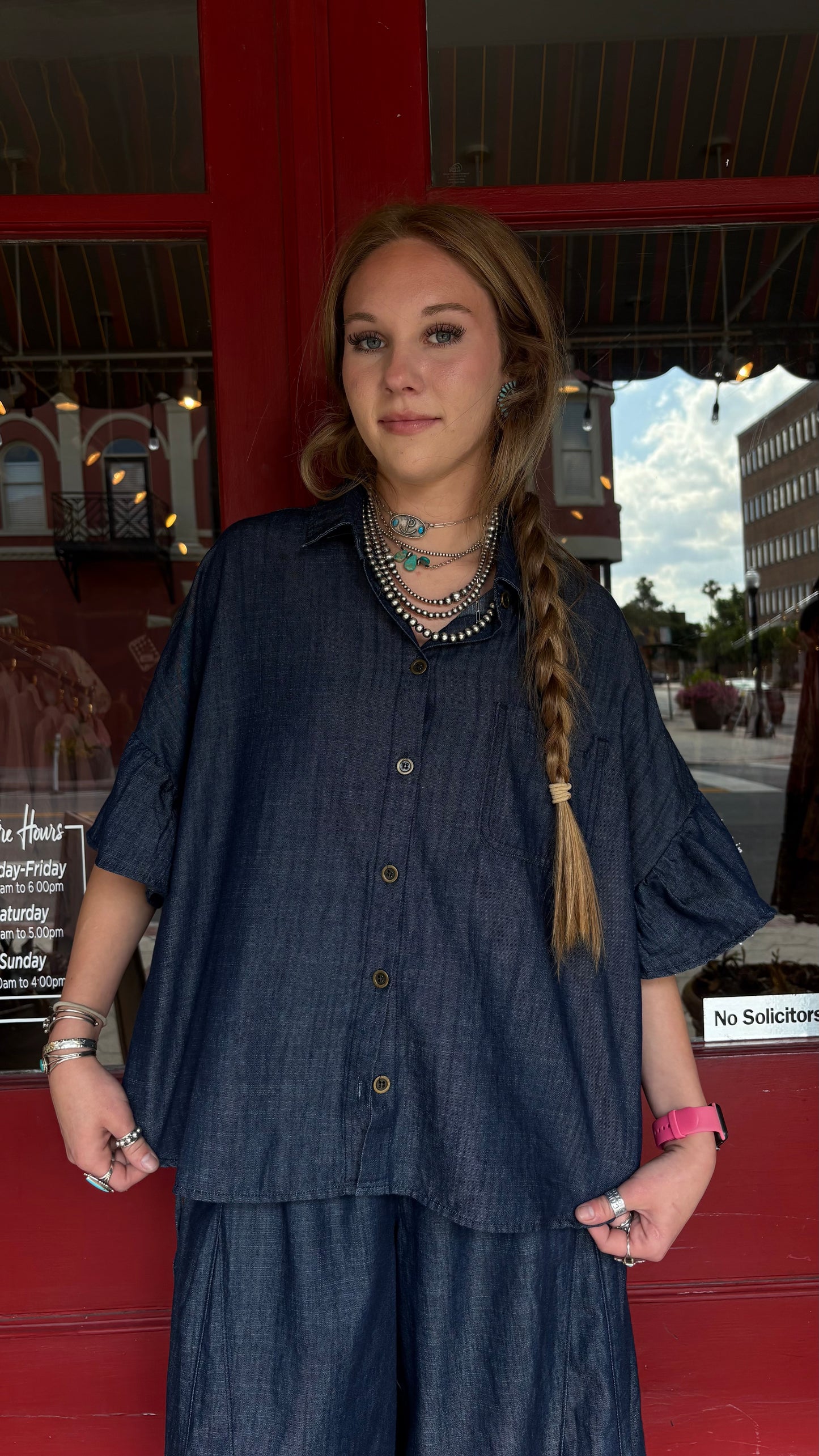 Dusky Denim – Wing Sleeve Top