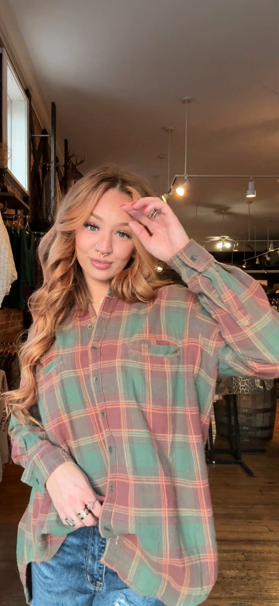 Evergreen Ember - Plaid Flannel Top