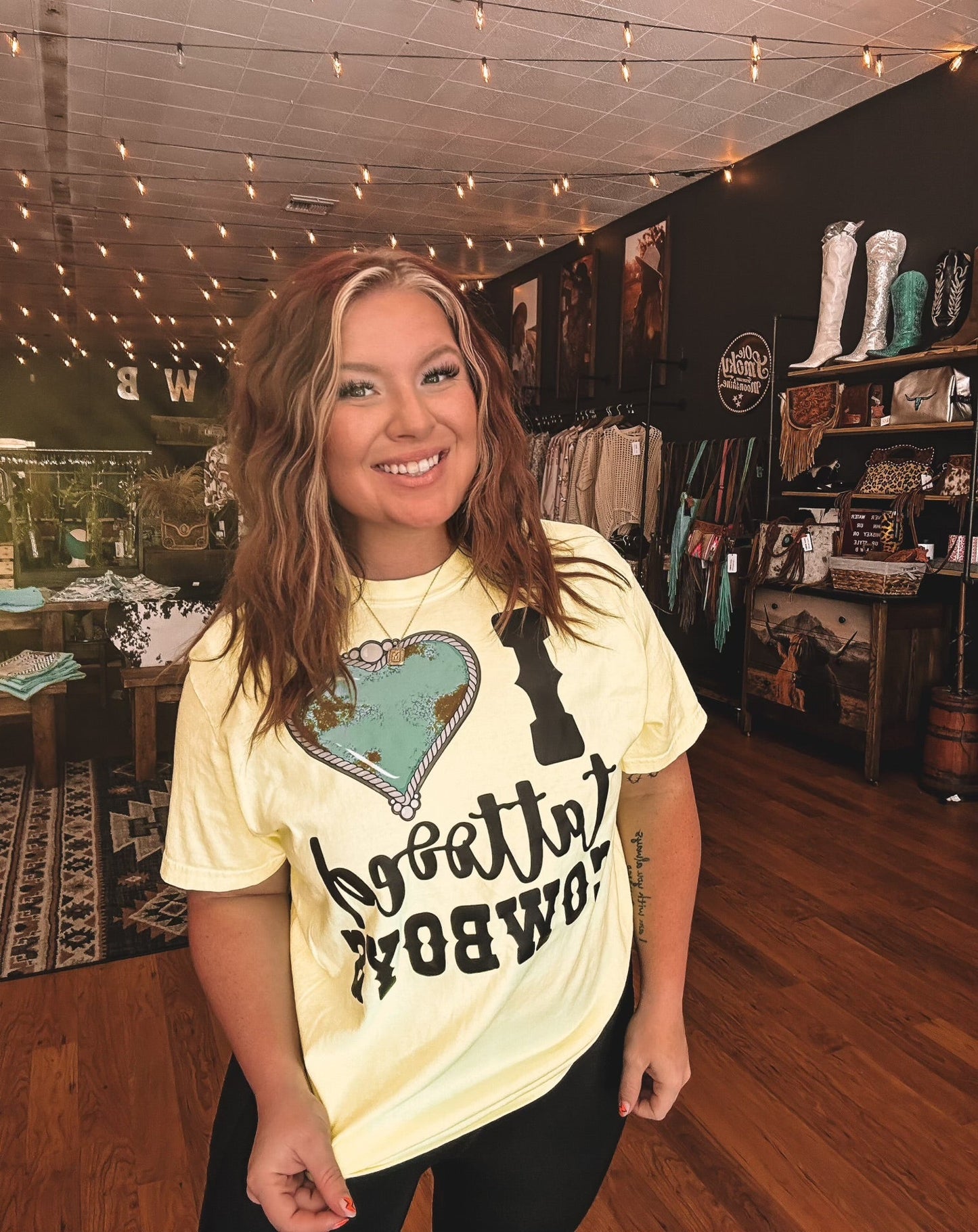 I Love Tattooed Cowboys - Neon Graphic Tee