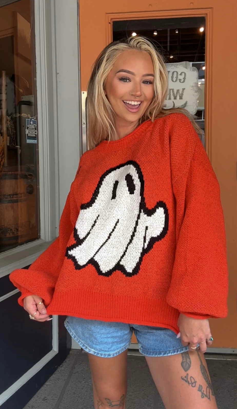 Cozy Ghost - Orange Sweater