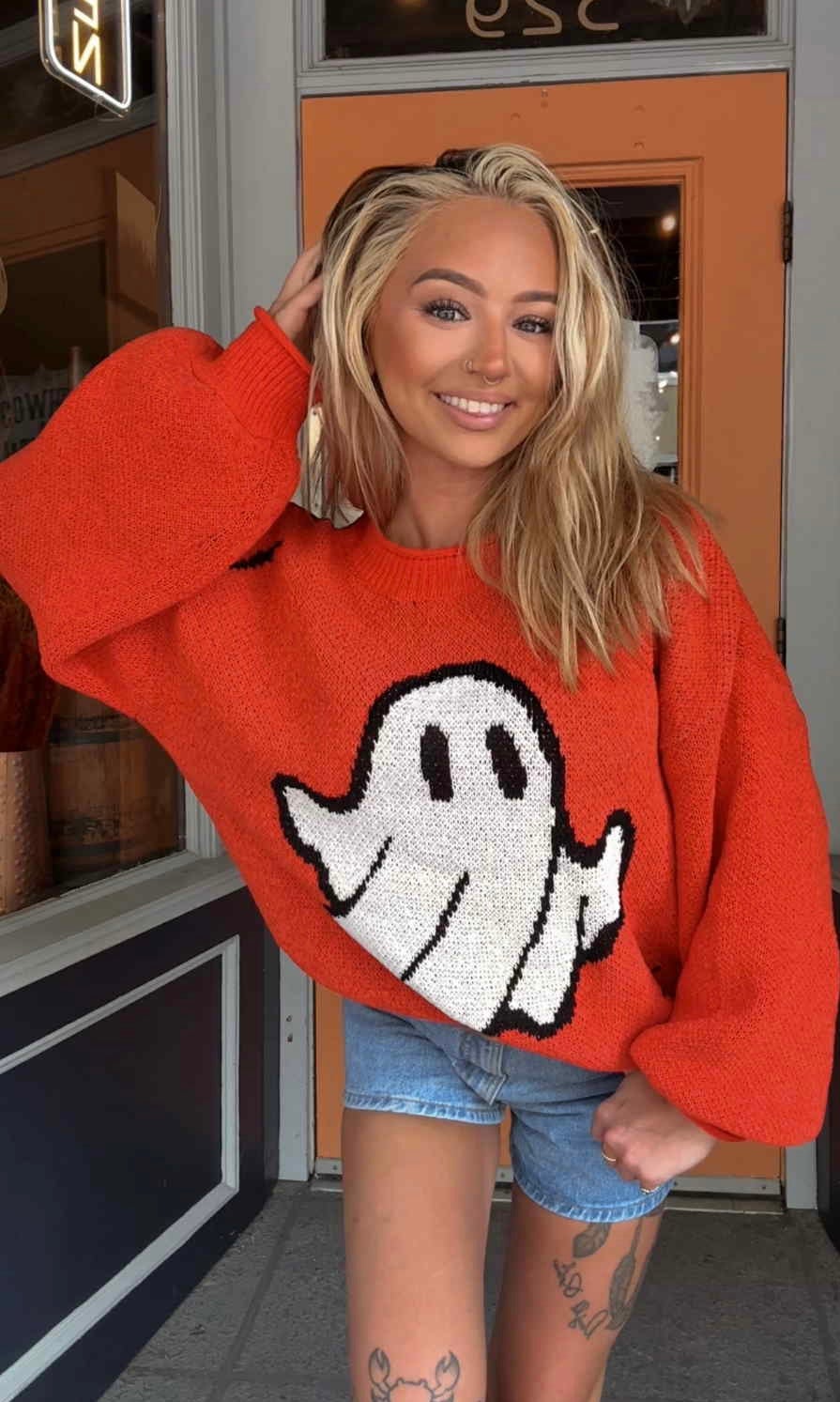Cozy Ghost - Orange Sweater