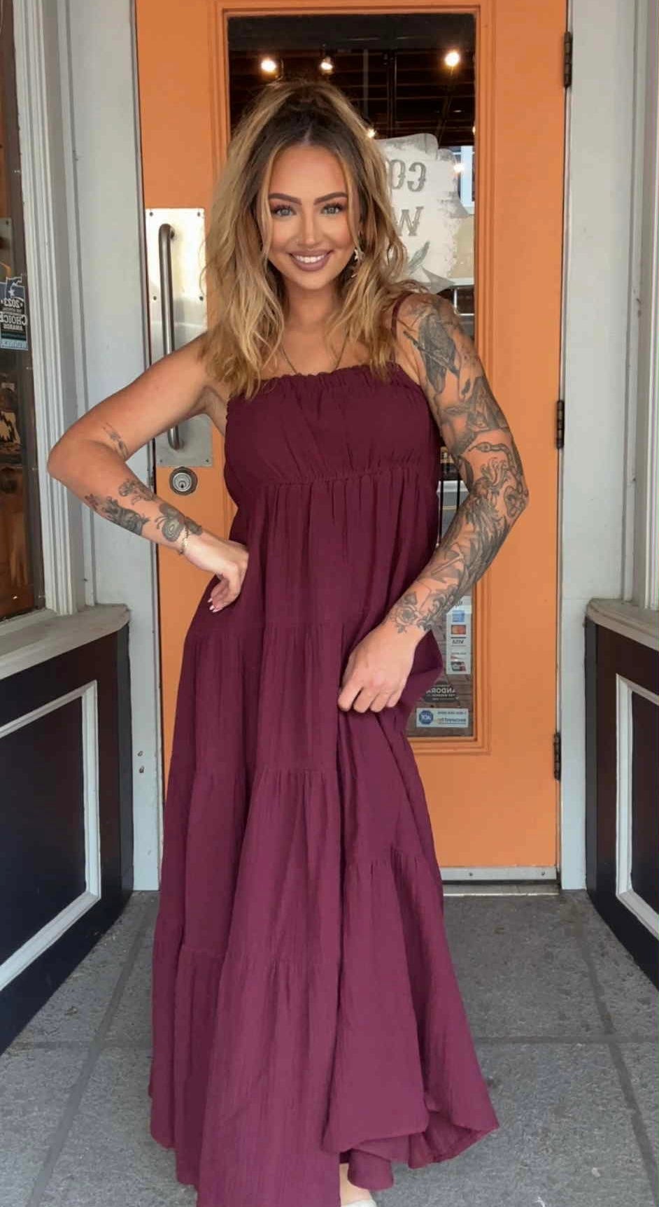 Sundown Merlot - Plum Maxi Dress
