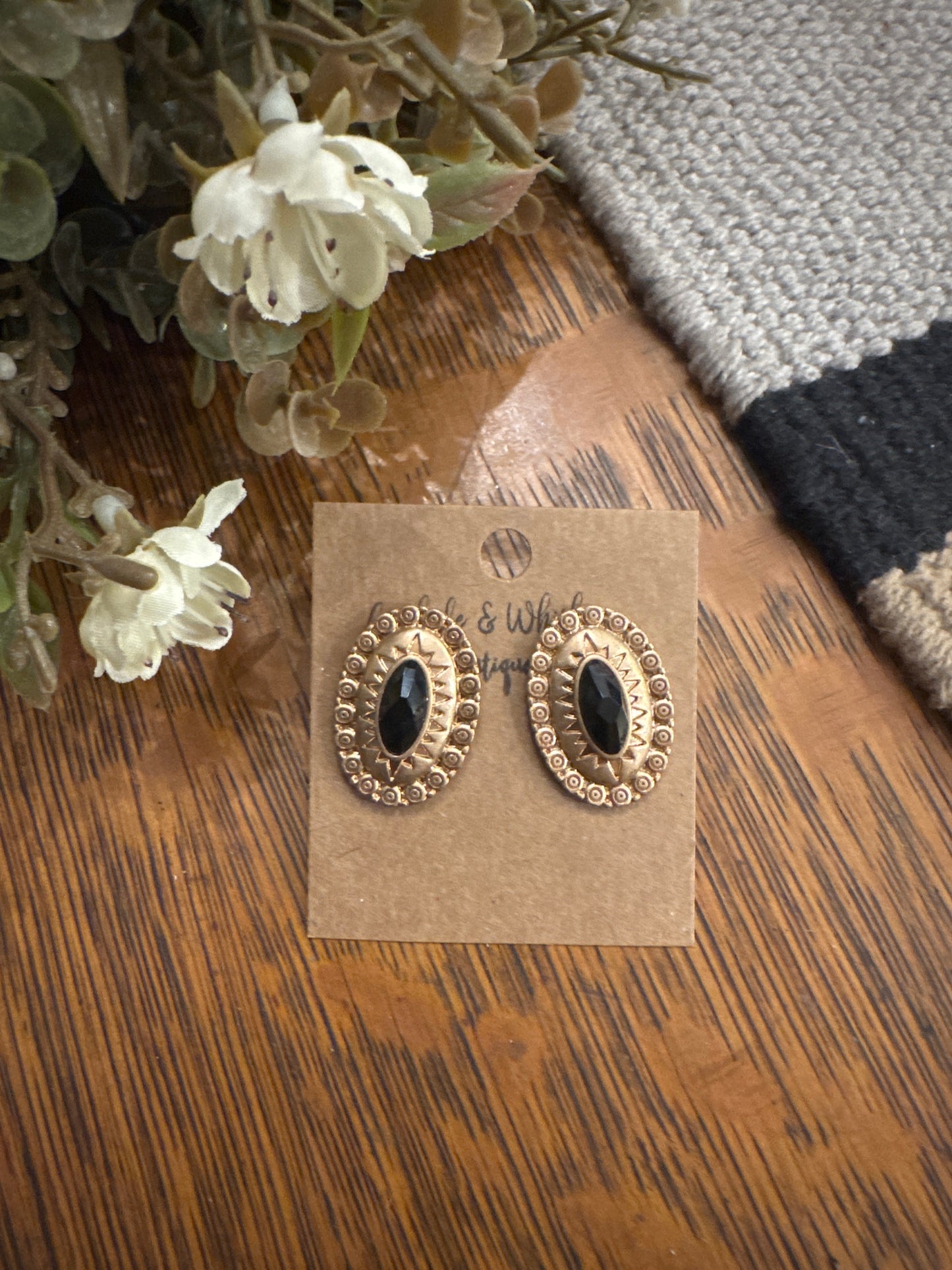 Black & Gold Concho - Earrings