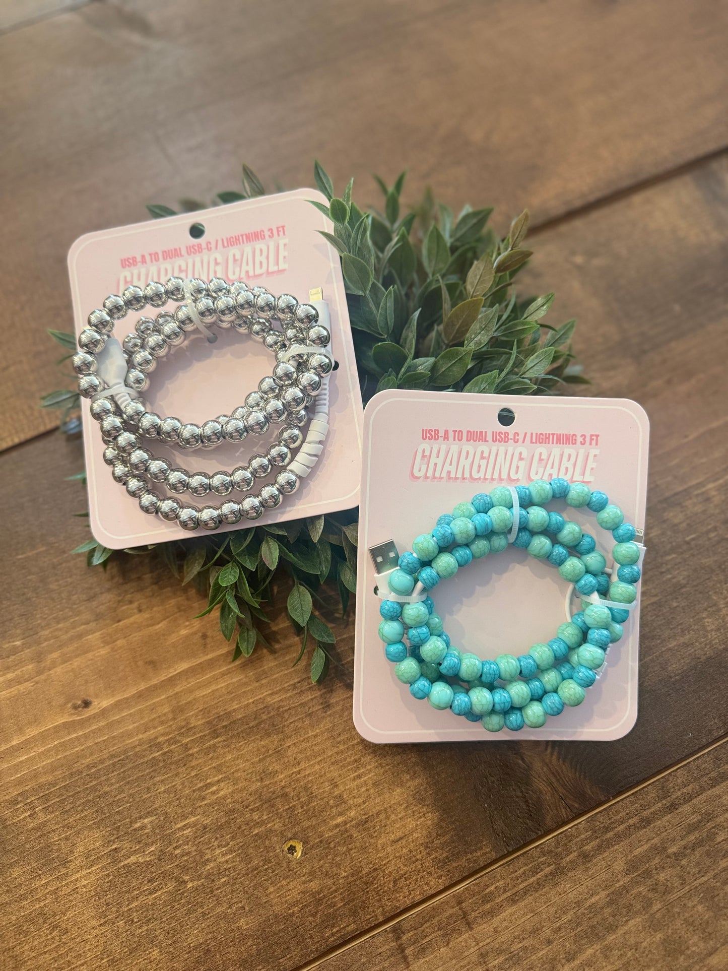 Beaded Phone Chargers - Silver *Door Busters*
