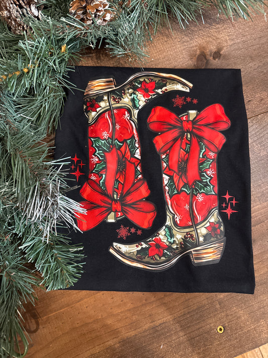 Christmas Boots - Black Graphic Tee *Door Buster*