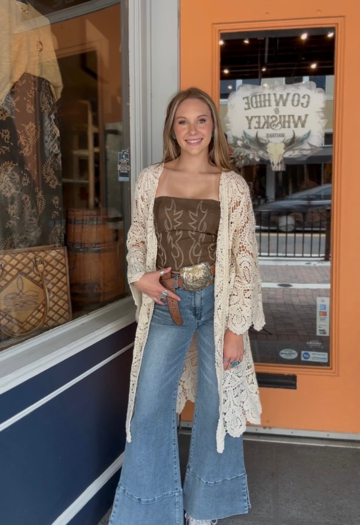 Earthbound Drift - Ivory Crochet Kimono