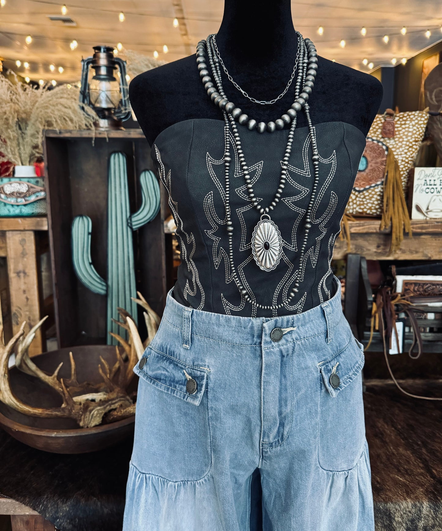 Boot Stitch Corset - Black Top
