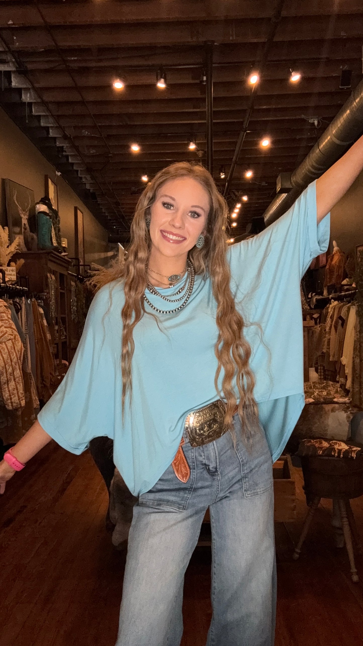 Drift & Drape – Oversized Crop Sky Blue