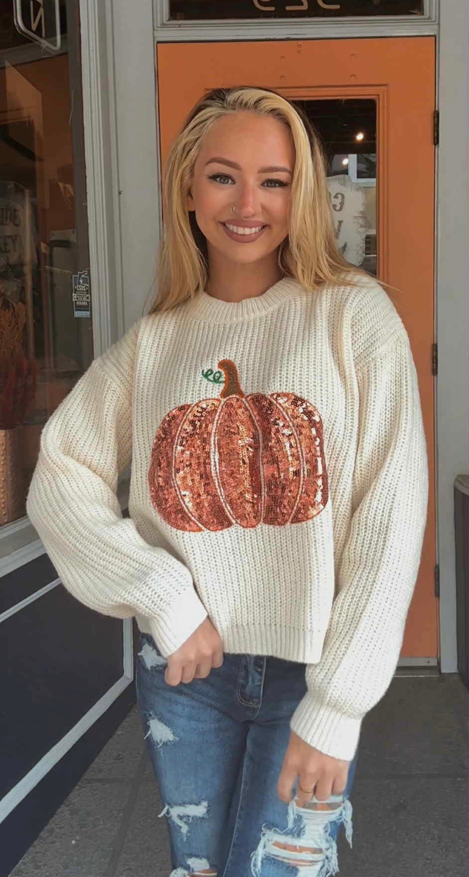 Pumpkin Shine - Ivory Sweater