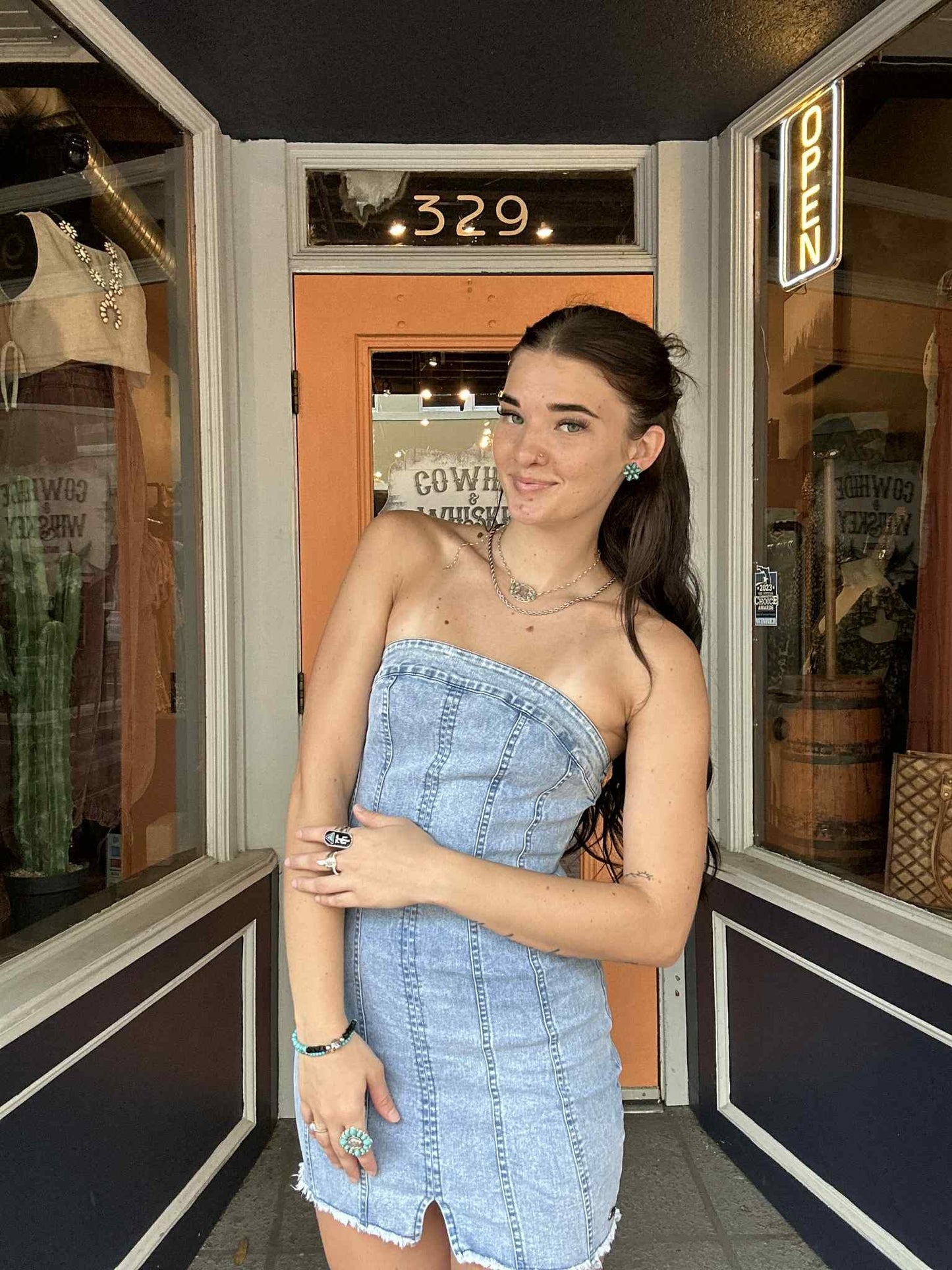 Cowgirl Curve - Denim Body-Con Dress