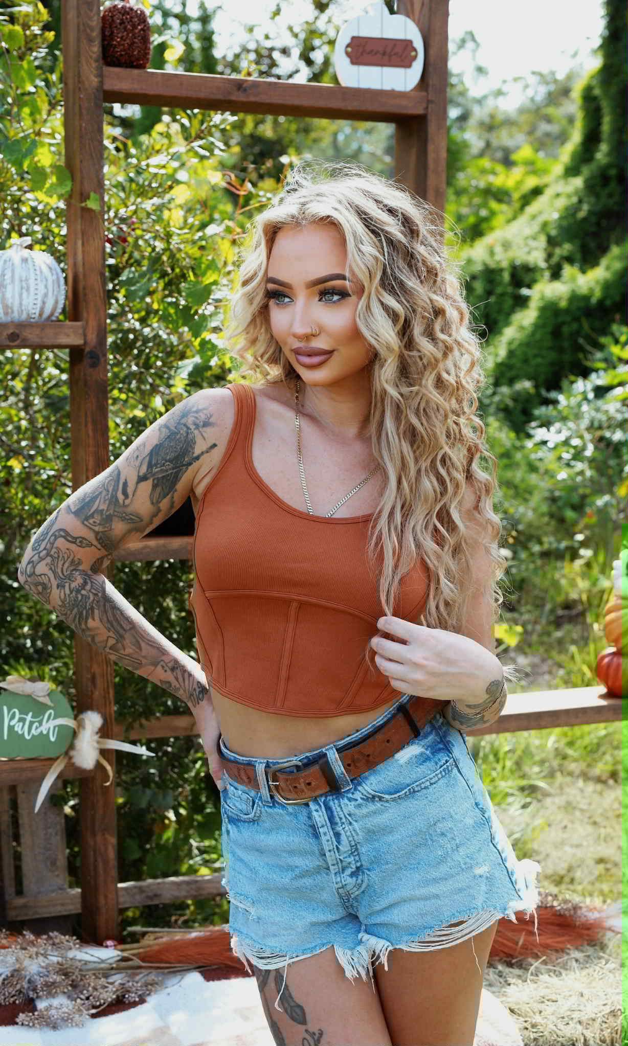 Basic Corset Tank - Chestnut Brown