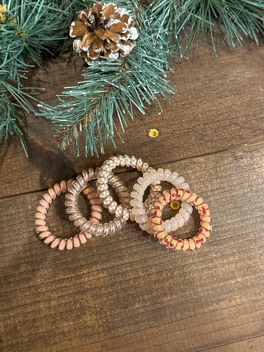 Coil Hair Ties - Tan Mix