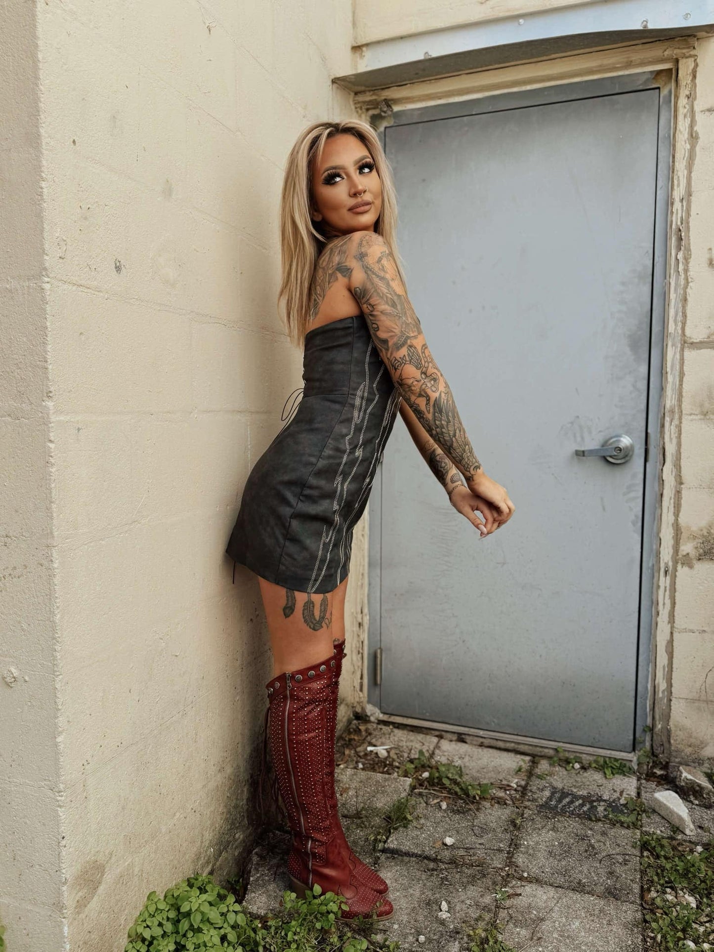 Boot Stitch Babe - Black Dress