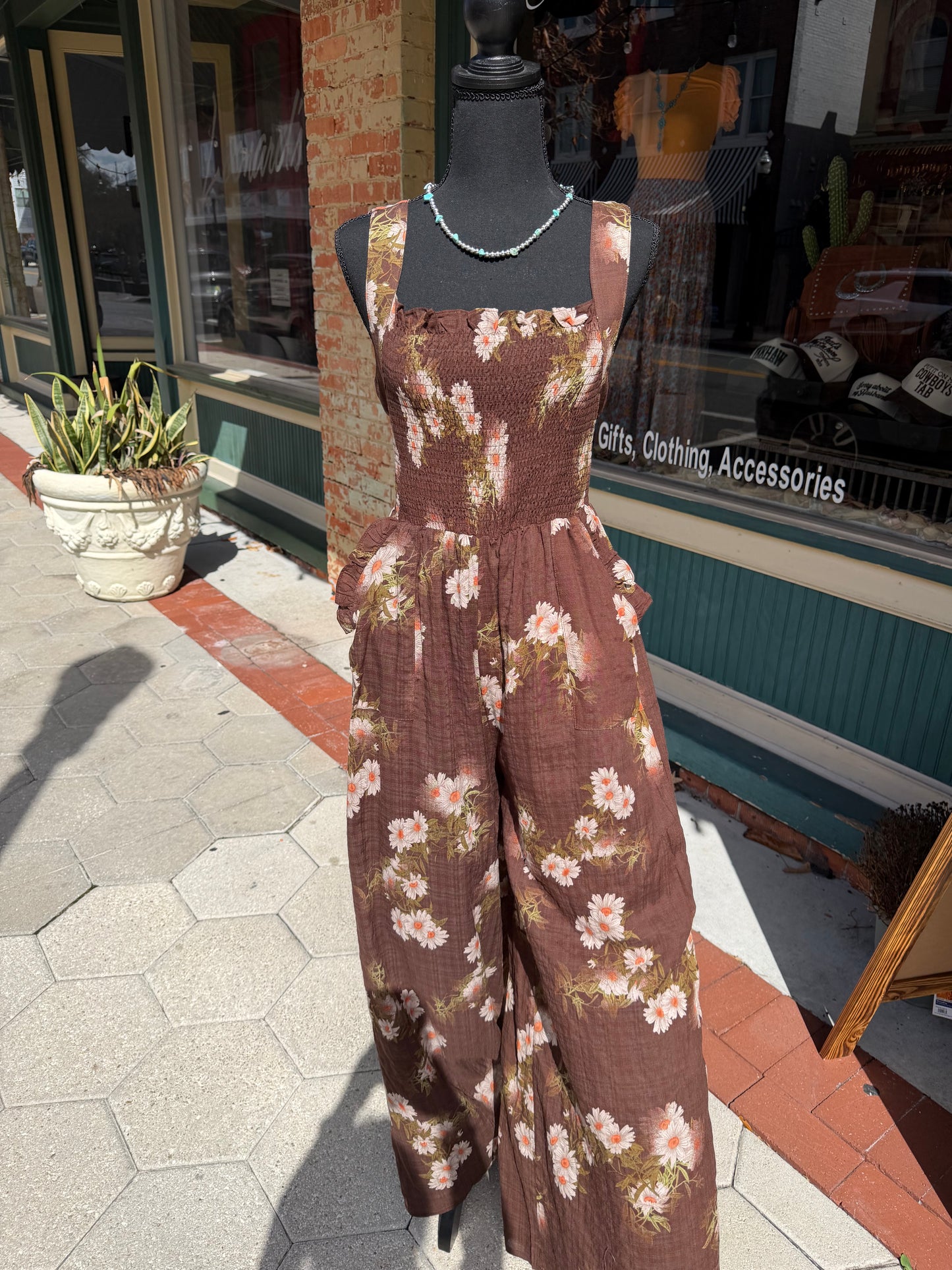 Rustic Petals – Brown Jumpsuit