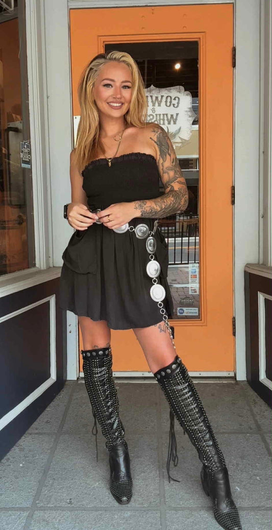 Smokin' Coal - Black Acid Wash Mini Dress