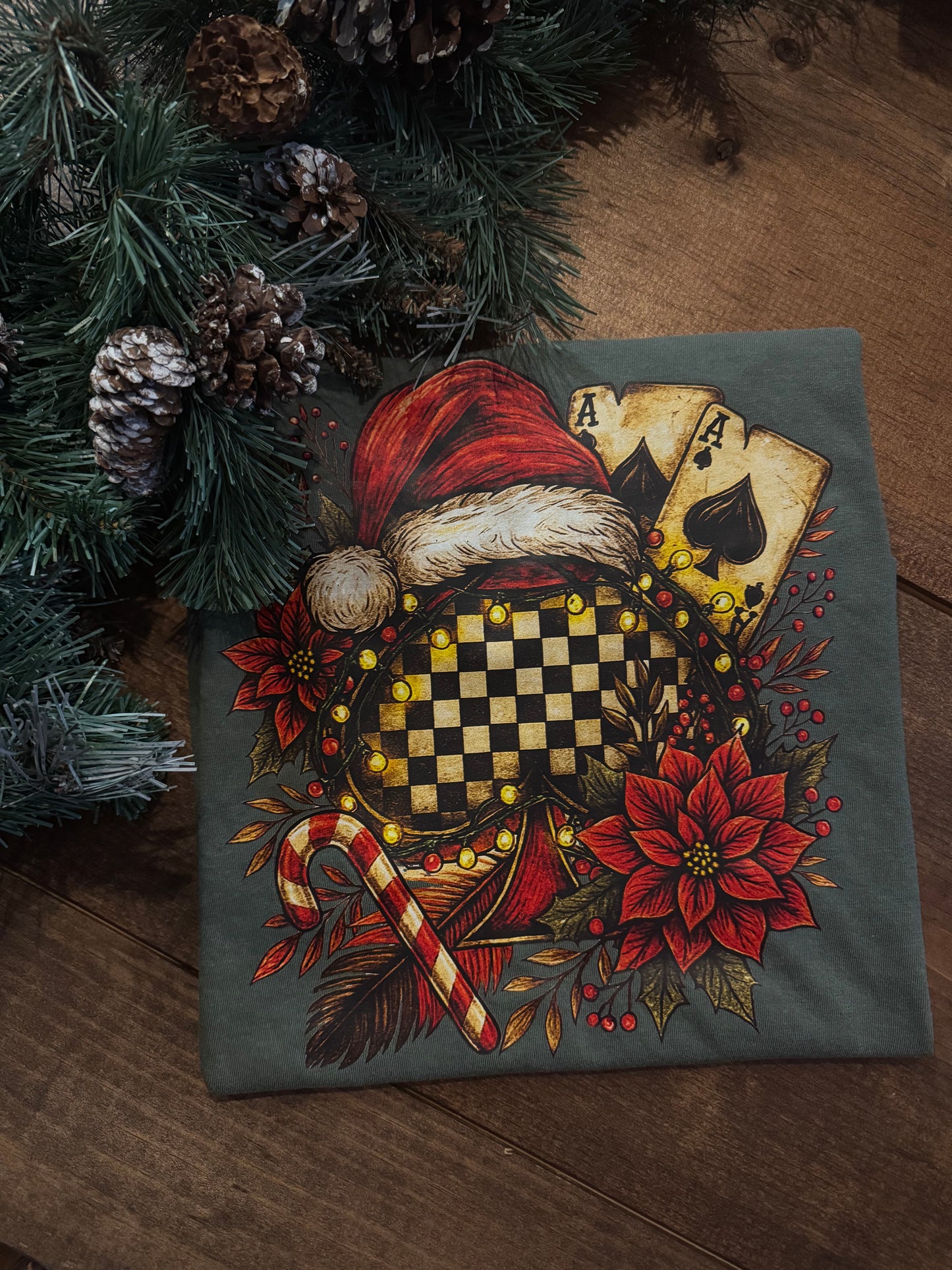 Santa Spade- Olive Graphic Tee