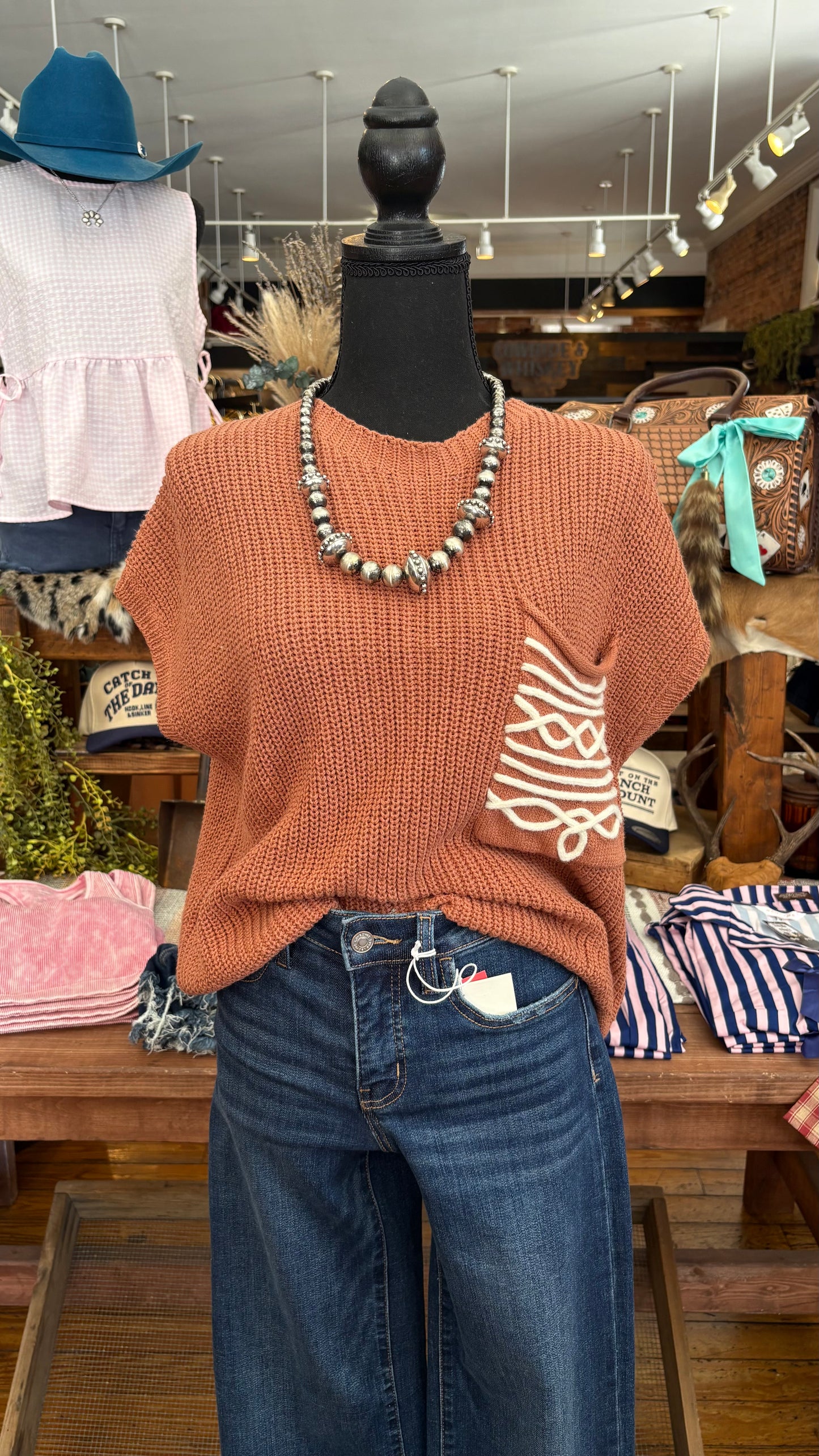 Rodeo Stitch – Rust Knit Top