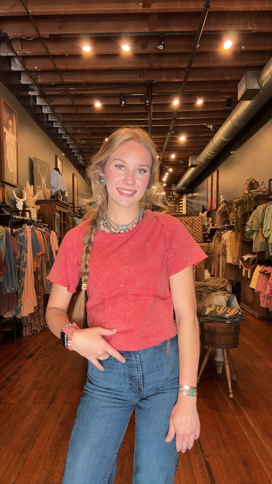 Twisted Cherry – Acid Wash Crop Top