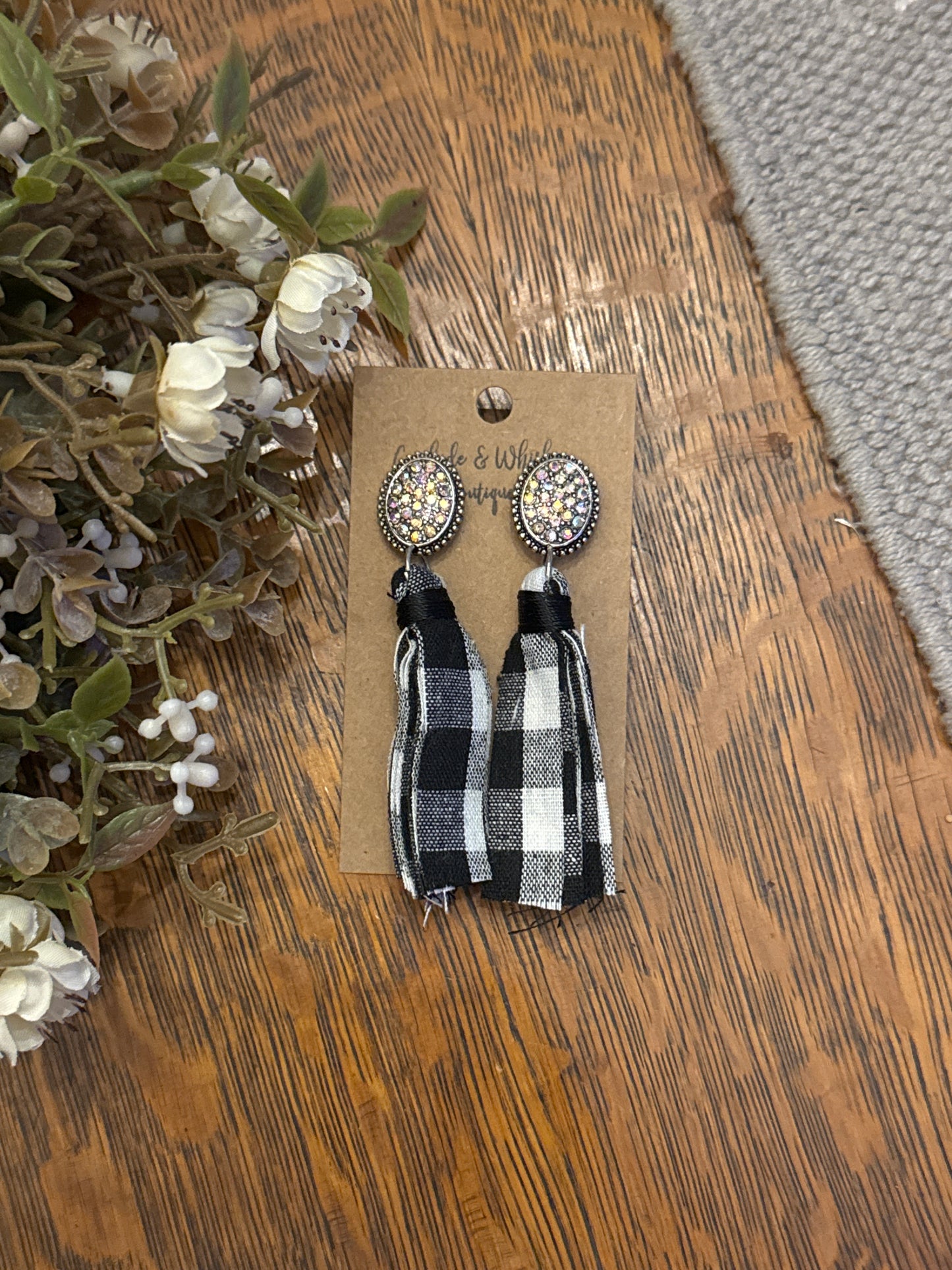 Buffalo Plaid Tassel - Earrings