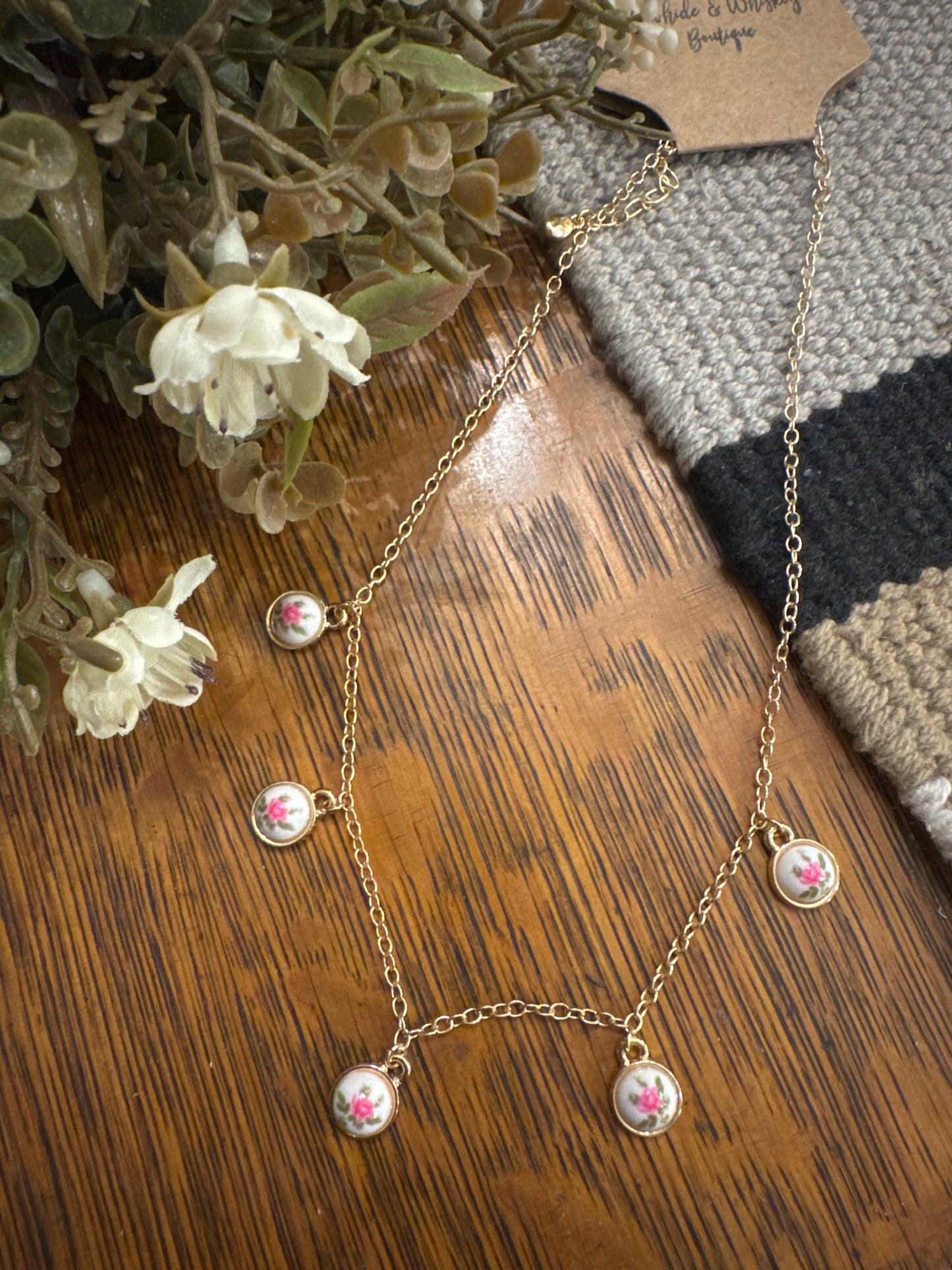 Cottage Pink Floral - Necklace