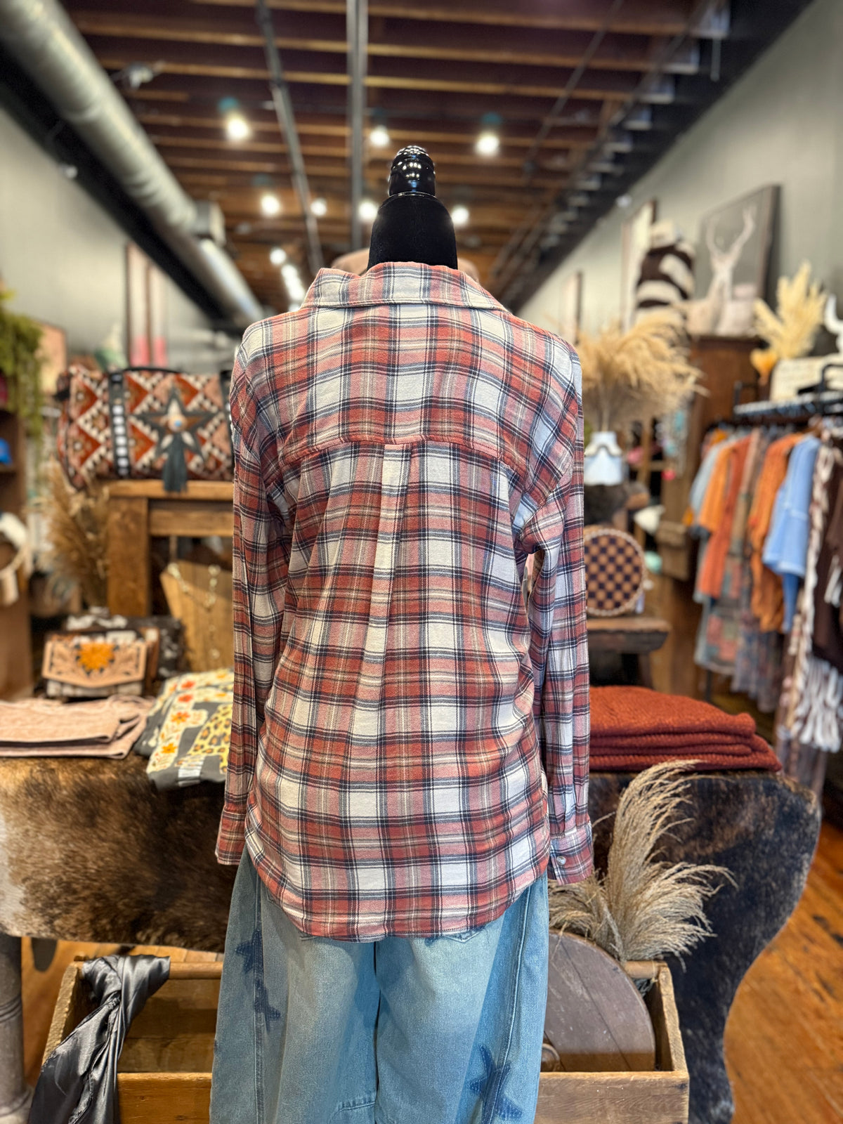Rosewood Cotton - Plaid Flannel Top