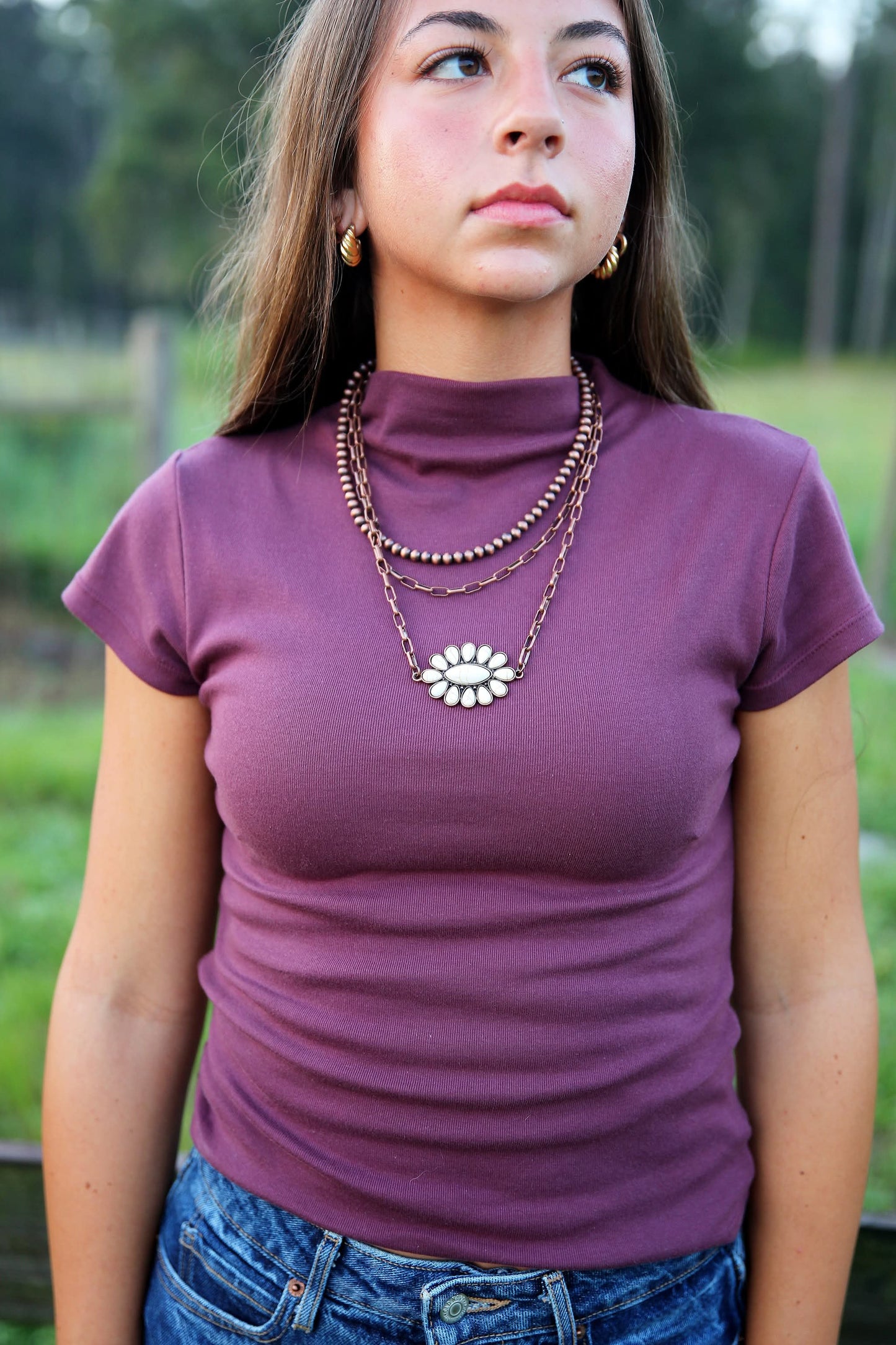 Harvest Ridge – Plum Mock Neck Knit Top