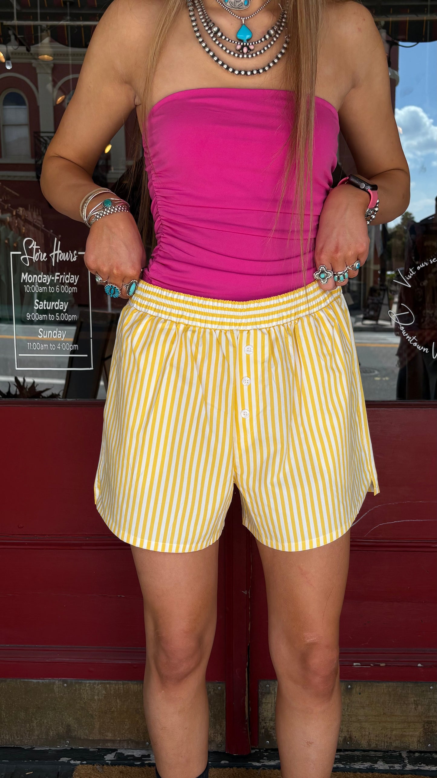 Sunday Stripes – Yellow Striped Shorts