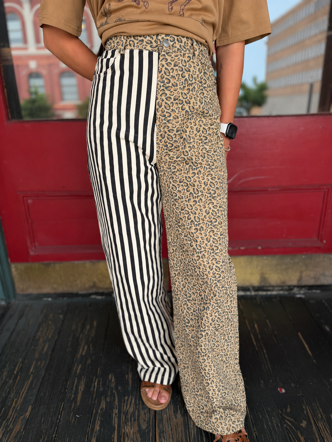 Double Trouble – Leopard-Stripe Split Leg Denim
