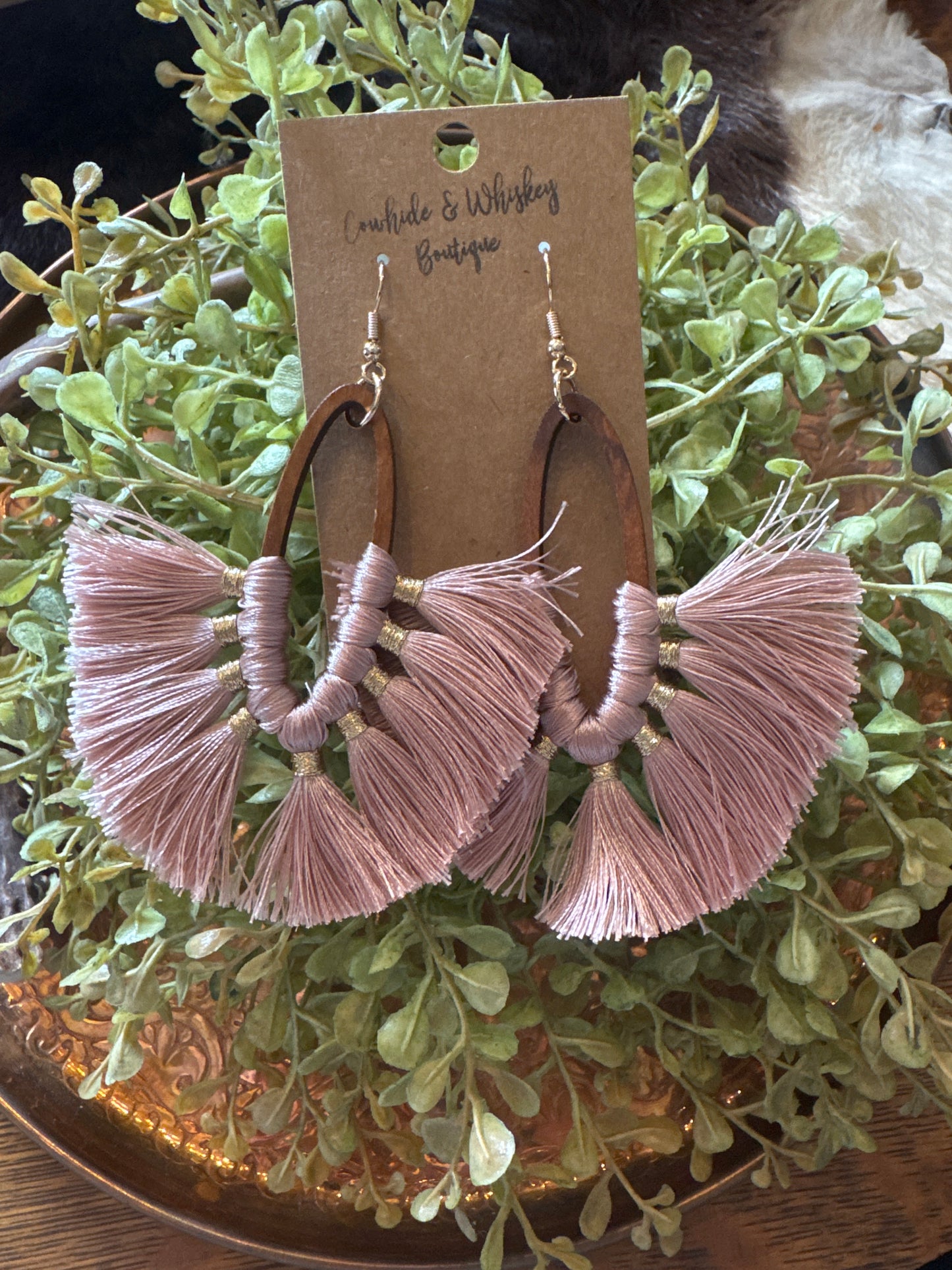 Boho Mauve Fringe - Earrings