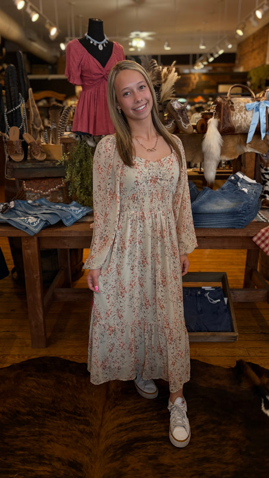 Whiskey Wildflower – Floral Smocked Maxi Dress
